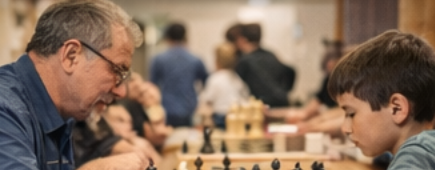 Club members playing chess